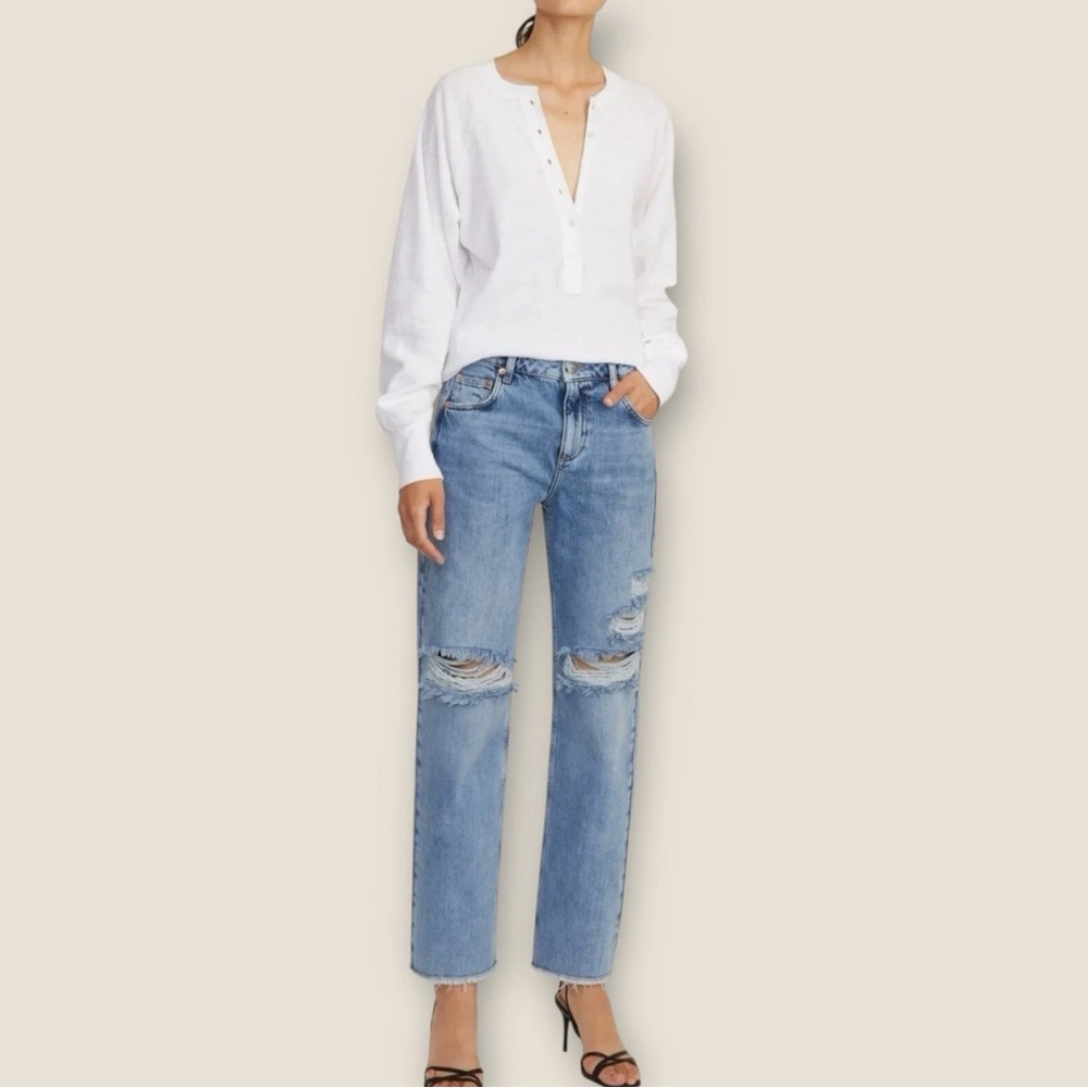 MARISSA WEBB Dylan Distressed Raw Hem Slouchy Cotton Jeans Size 31